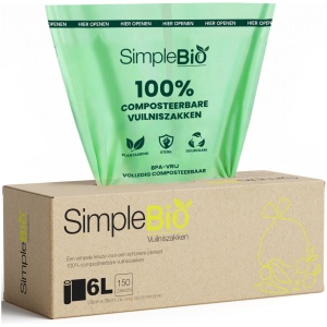Biozakken 6L - 150 stuks - Biologisch Afbreekbare Afvalzakken - GFT zakken - Composteerbare Afvalzakjes - Composteerbaar Volgens Europese norm - EN-13432 Gecertificeerd