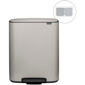 Brabantia Bo Prullenbak - 2 x 30 liter - Afvalscheiding - Soft Grey