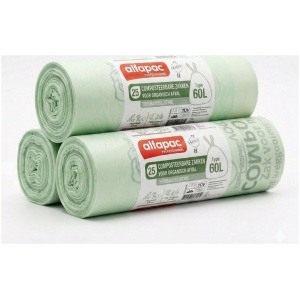 Biozakken 60 liter met Trekband - 75 zakken - Composteerbaar - Biologisch Afbreekbaar - GFT afvalzakken - 20 micron sterkte - GFT zakken - Gemaakt Van Aardappelzetmeel - Composteerbare Afvalzakjes - Vuilniszak 60 liter - Vuilzakken