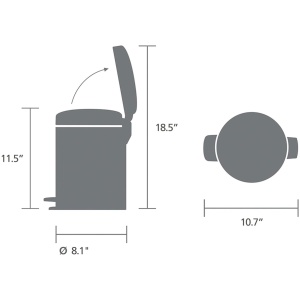 Pedaalemmer 5 Liter Mineral Grey - Casa Serena NewIcon Luxe Badkamer & Toilet Afvalemmer - Ronde Pedaal Prullenbak - Zacht Sluitend, Geurdicht & Stil - Uitneembare Binnenemmer - 27,2 x 20,5 x 29,1 cm