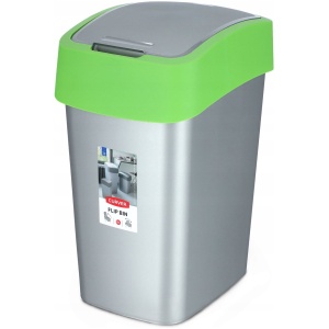 Curver Flip Bin - Prullenbak - 9L - Zilvergroen - Duurzaam Design