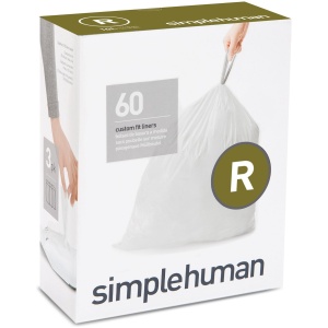Simplehuman Code R Afvalzakken - 10 liter - 60 stuks - met Trekband - Wit