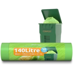 100% Composteerbare Caddy Liners 140L - 10 Stuks Afvalzakken