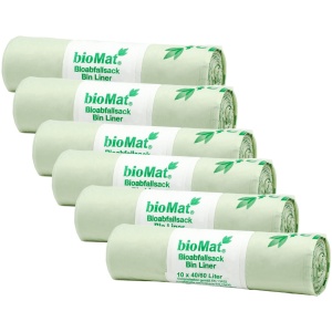 BioMat - Composteerbare Vuilniszakken 40-60 Liter - 6 x 10 Stuks - Composteerbaar EN13432 - OK - Ademend en Scheurvast - Extra Sterk