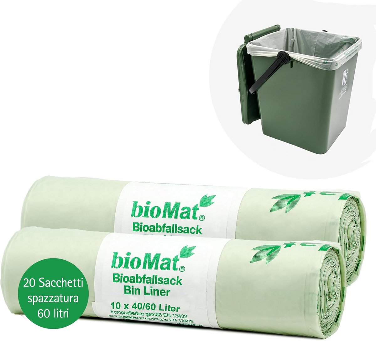 Composteerbare Afvalzakken voor Organisch Afval - 60 Liter, 20 Stuks, 100% Biologisch Afbreekbaar