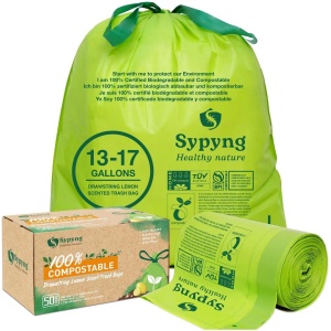 Composteerbare vuilniszakken 13 gallon met trekkoord - 50 stuks