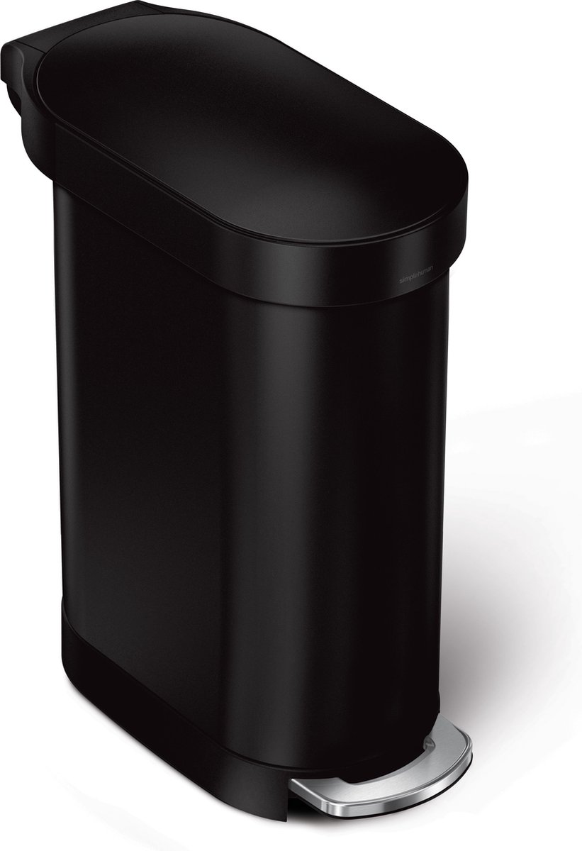 Simplehuman Slimline prullenbak - 45 Liter - Mat Zwart RVS
